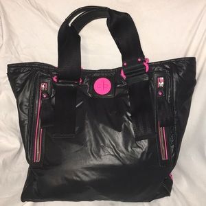 Juicy Couture Black/ hot pink nylon tote - EUC!